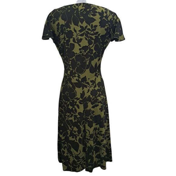 Vintage Trixxi Y2K Floral Print V- Neck  Retro Fit & Flare  Medium Sea Green - Picture 4 of 15